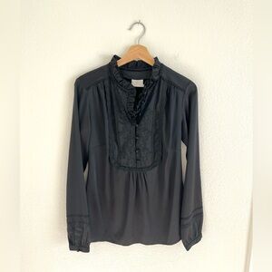 SONIA BOGNER black silk lace blouse / size 6
